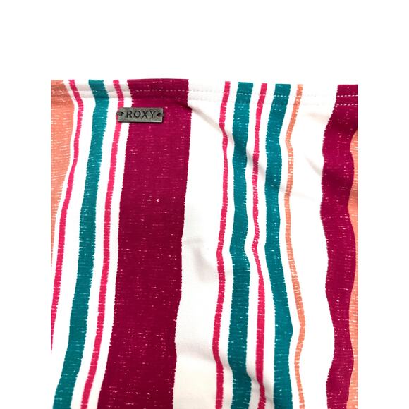 Roxy Women's Striped Pink Green High Waist Swim Bottoms Large NEW - Picture 5 of 6